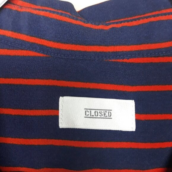 Closed Striped Shirt Dress M Work Office Classic - Picture 5 of 5